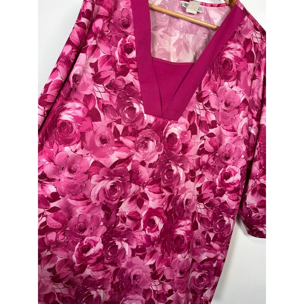 Vintage Blair 3XL Womens Top MuuMuu Blouse Floral Lightweight Pink Roses Lounge - Picture 14 of 16